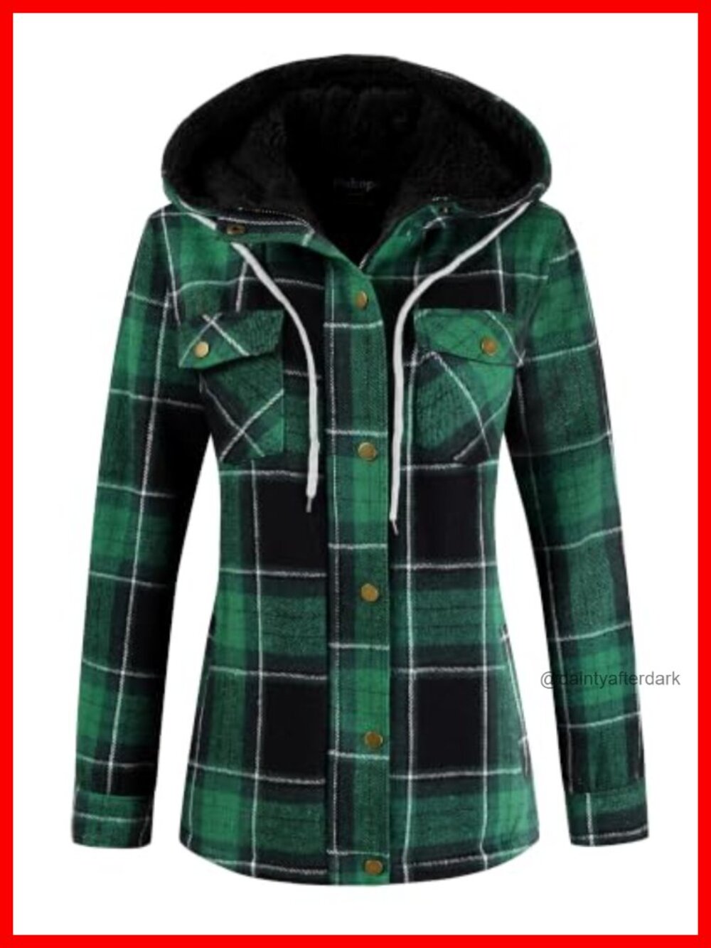 Plaid Sherpa Lined Hooded Fleece Jacket